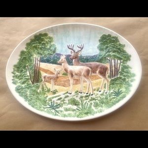 Gorgeous Vintage HOLLAND MOLD Large Pottery Deer Scene Hand-Painted Platter